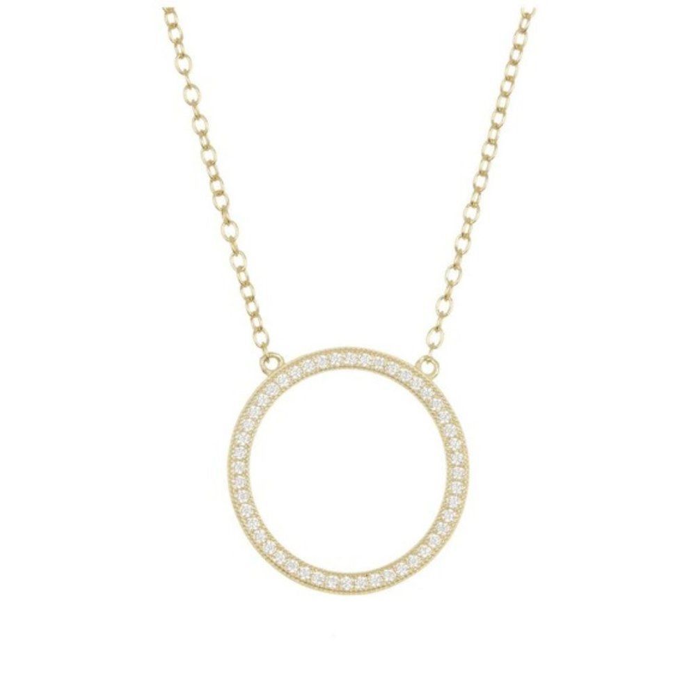 Adornia Sterling Silver Pave Open Circle Pendant Necklace